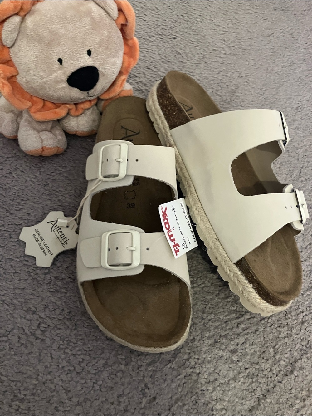 NWT Women's Leather Slide Sandals with Espadrille Sole